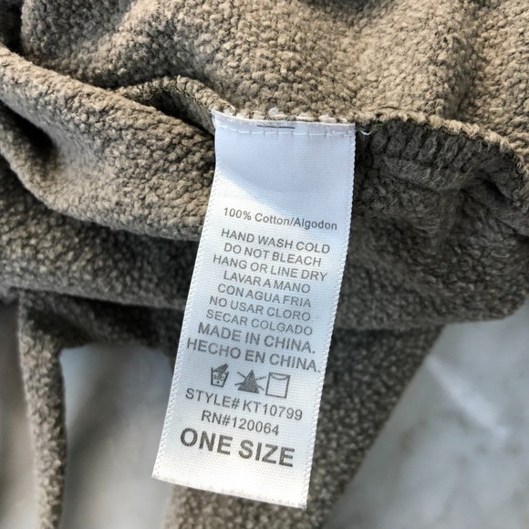 Distressed Mono B Olive Grey Taupe 100% Cotton One Size Oversize Hoodie Sweater - Picture 5 of 13